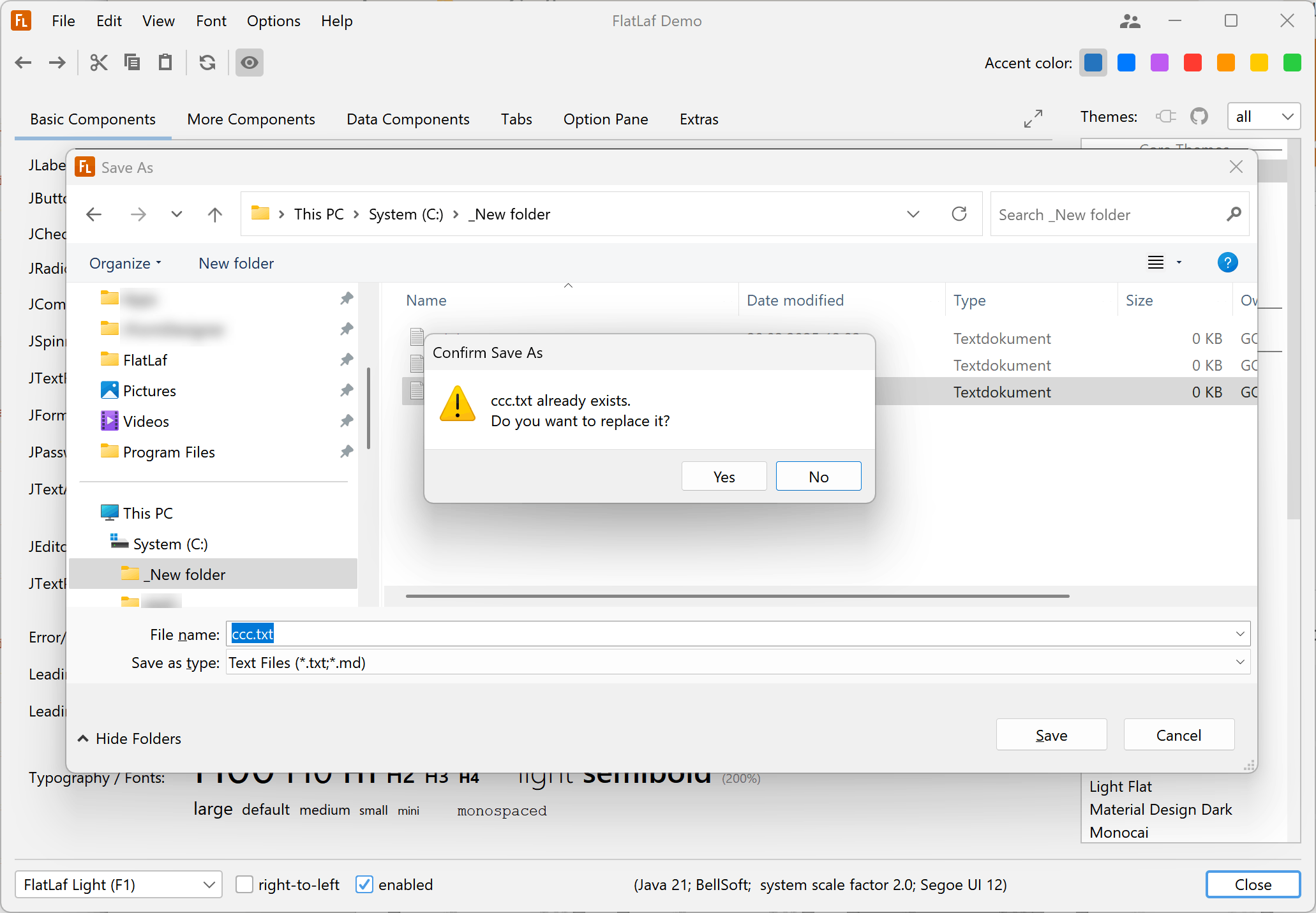 File Selector Windows System File Chooser | FlatLaf - Flat Look and Feel