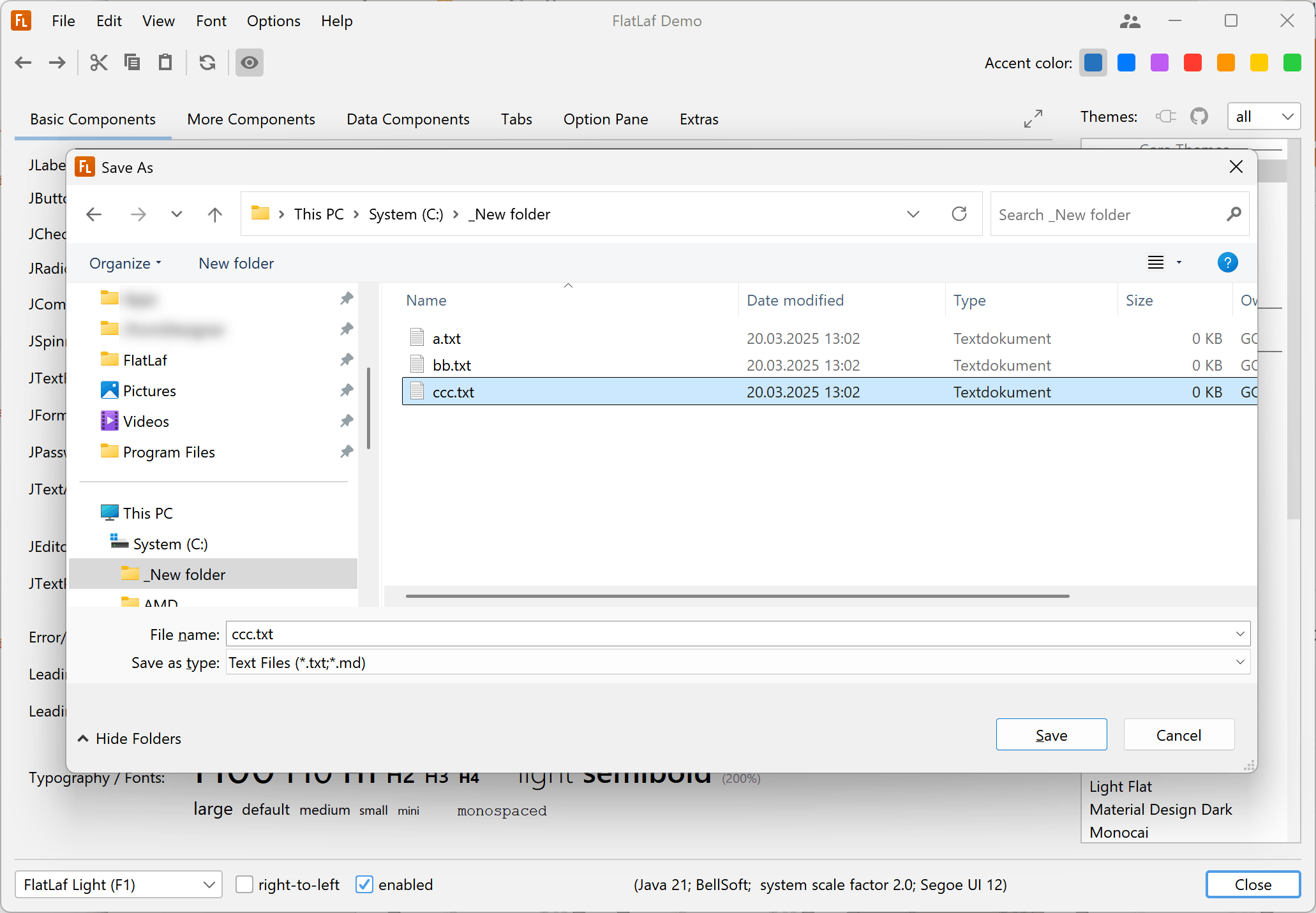 Abstem Files System File Chooser | FlatLaf - Flat Look and Feel