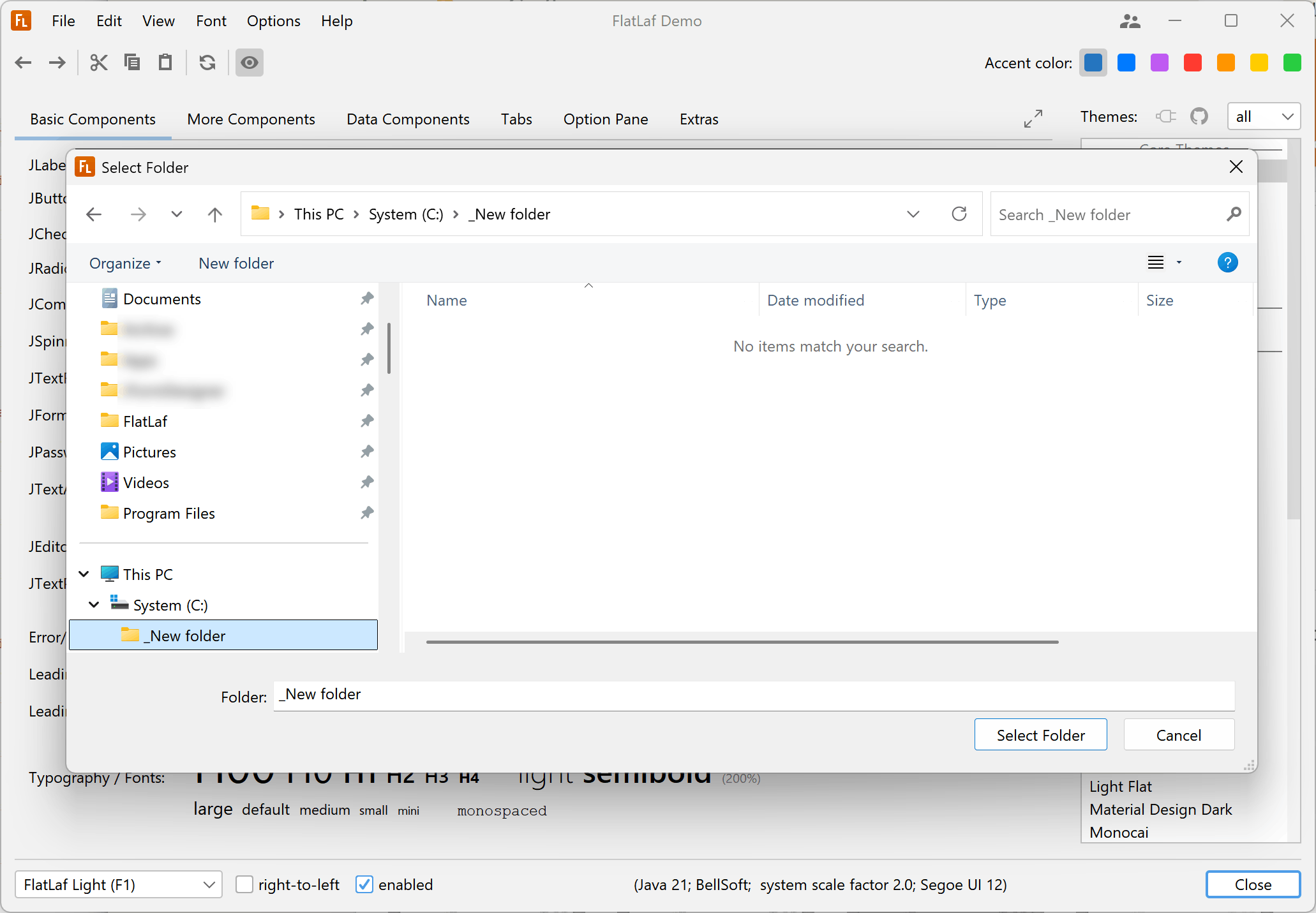 System File Chooser | FlatLaf - Flat Look and Feel