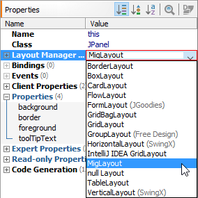 Change Layout Properties