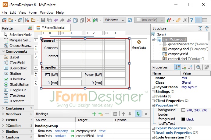 JFormDesigner main window