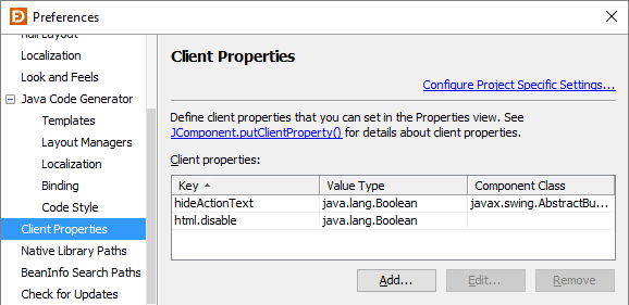 Client Properties