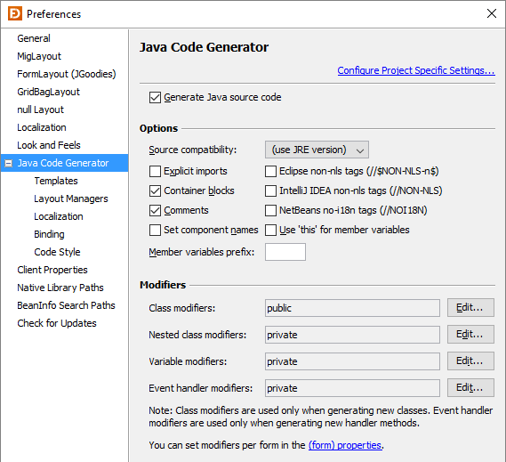 Lignende lærer Blikkenslager Preferences | JFormDesigner - Java/Swing GUI Designer