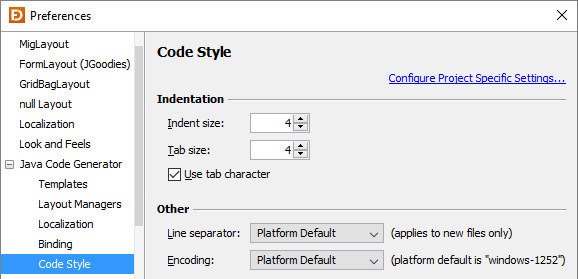 Code Style (Java Code Generator)