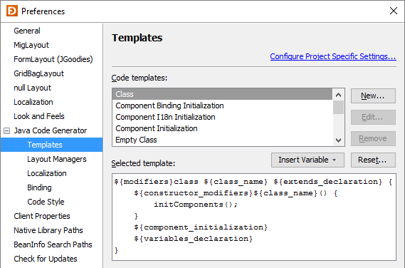 Templates (Java Code Generator)