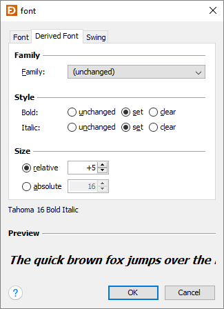 Derived Font editor