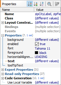 Properties: multi-selection