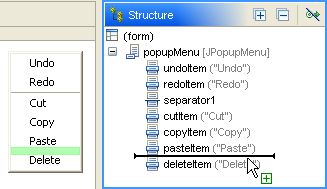 Structure view: Drag and drop